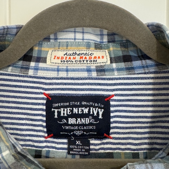 The New Ivy Blue Madras Short-Sleeved Shirt in Size XL - Picture 2 of 2